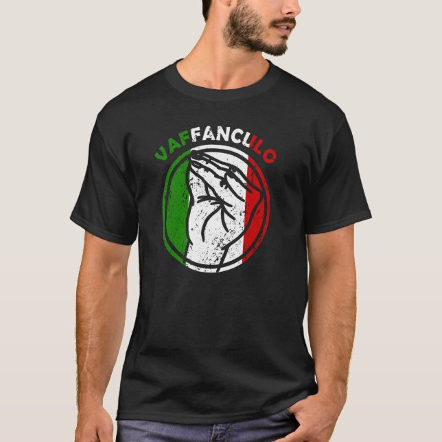 Capisci Vaffanculo Italienische Flaggenhandgestein T-Shirt (Vorderseite)