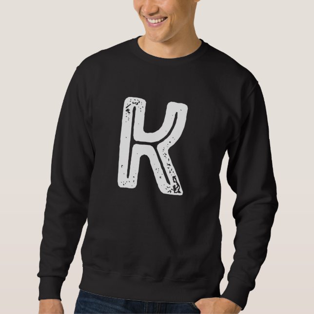 Capital Letter K Monogram Rust Font Initial Alphab Sweatshirt (Vorderseite)