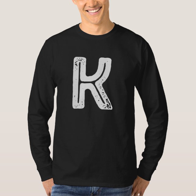 Capital Letter K Monogram Rust Font Initial Alphab T-Shirt (Vorderseite)