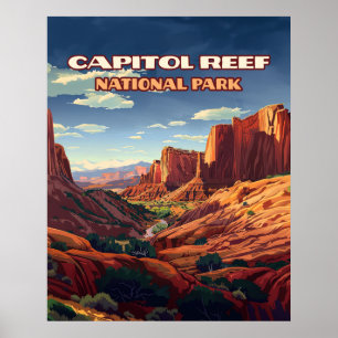 Capitol Reef National Park Utah Wüste Vintage Poster