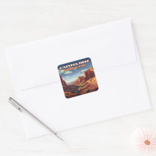 Capitol Reef National Park Utah Wüste Vintage Quadratischer Aufkleber