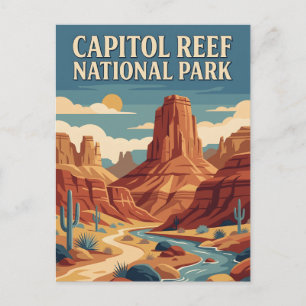 Capitol Reef Utah Canyons Retro Vintage Poster Postkarte