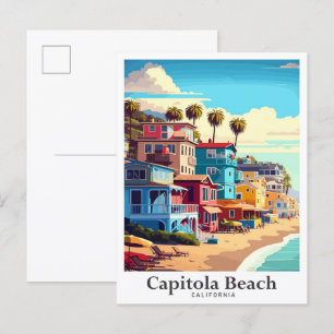Capitola Beach California Reise Illustration Postkarte