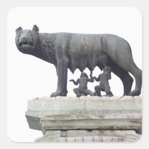 Capitoline Wolf-Statue (Sie-Wolf Säugling), Quadratischer Aufkleber