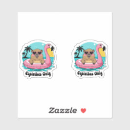 Capivara Estilosa no Verão com Boia Rosa Aufkleber