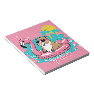 Capivara Estilosa no Verão com Boia Rosa Notizblock