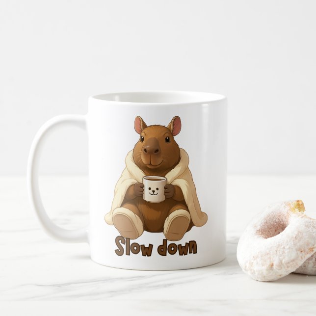 Capivara Relax tomando chá de pantufas Kaffeetasse (Mit Donut)