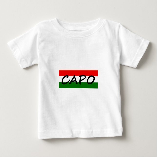 CAPO, Capo bedeutet CHEF! auf italienisches und Baby T-shirt (Vorderseite)