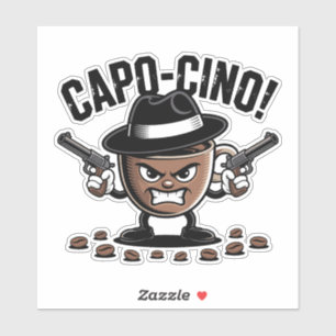 Capo-cino! Dual-Pistolen-Kaffee-Gangster Aufkleber