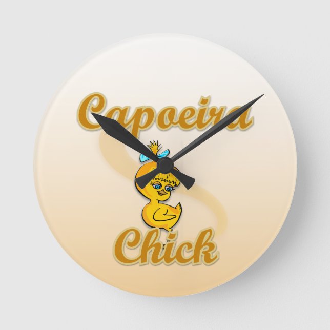 Capoeira Chick Runde Wanduhr (Vorderseite)