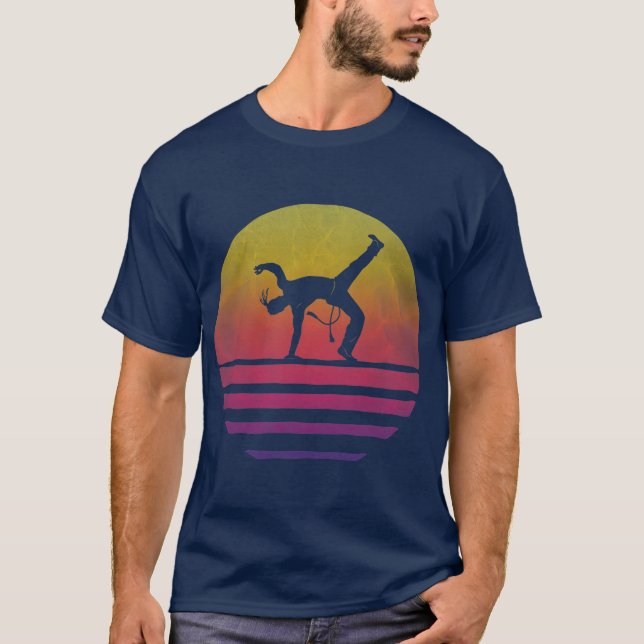Capoeira Retro Vintag 70er Silhouette Geschenk T-Shirt (Vorderseite)