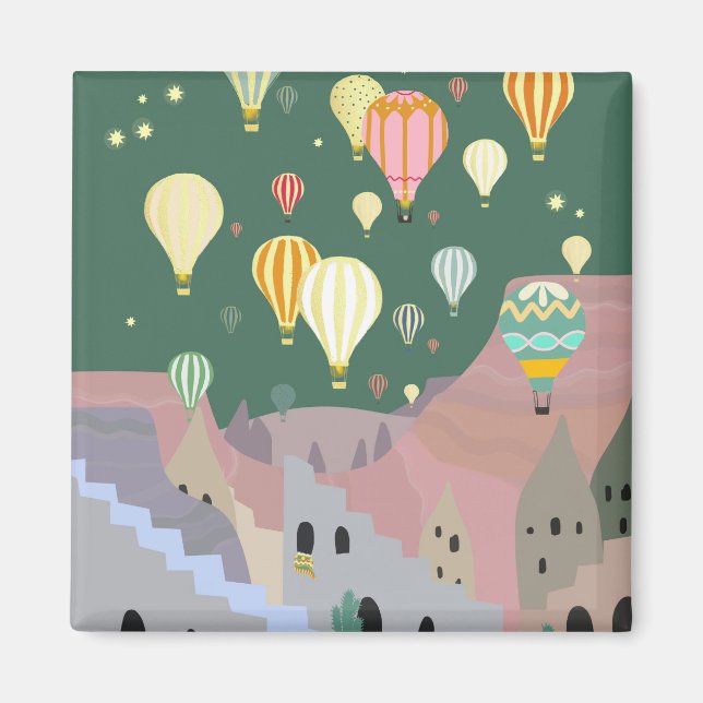 Cappadocia Night Art | Heißluftballon Türkei Magnet (Vorne)