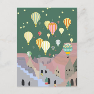 Cappadocia Night Art   Heißluftballon Türkei Postkarte