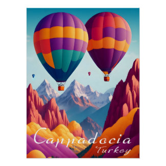 Cappadocia Turkey Hot Air Balloon Travel Poster