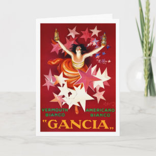 Cappiello Card or Invitation:  Gancia Vermouth Einladung