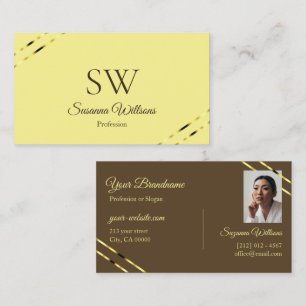 Cappuccino Beige Gold Linien mit Monogramm Foto Visitenkarte