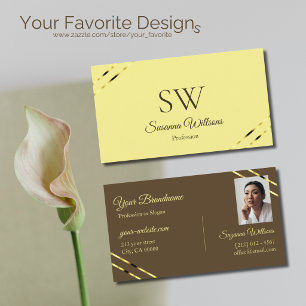 Cappuccino Beige Gold Linien mit Monogramm Foto Visitenkarte