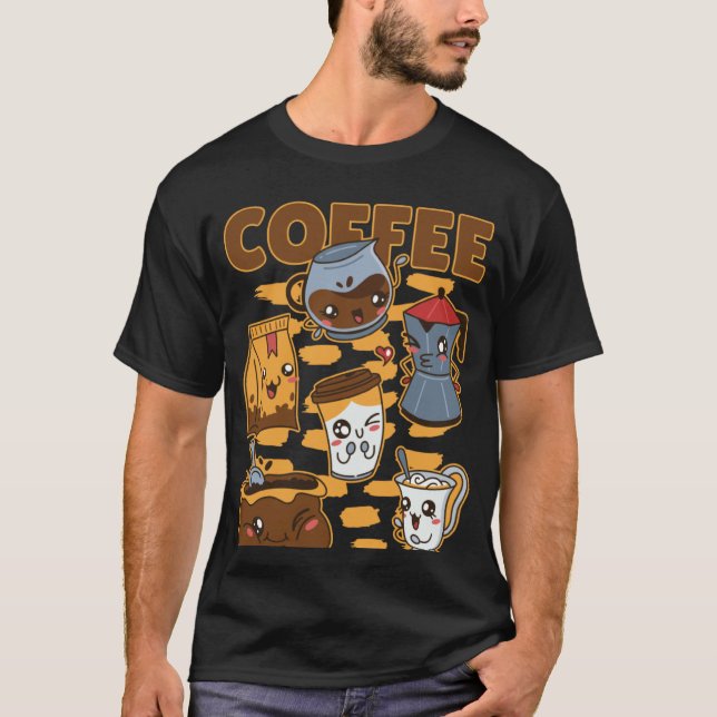 Cappuccino Coffee Evolution Ich liebe Kaffee  T-Shirt (Vorderseite)