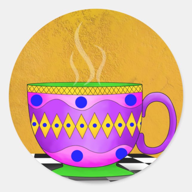 Cappuccino-Cup-Aufkleber Runder Aufkleber (Vorderseite)