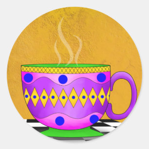 Cappuccino-Cup-Aufkleber Runder Aufkleber