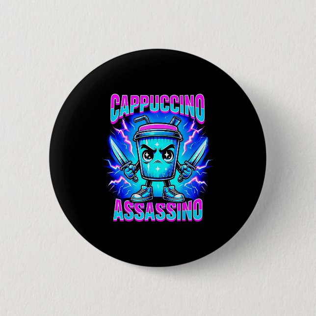 Cappuccino Ino Brainrot Italian Meme  Button (Vorderseite)
