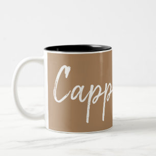 Cappuccino-Kaffee liebt Typografie Zweifarbige Tasse