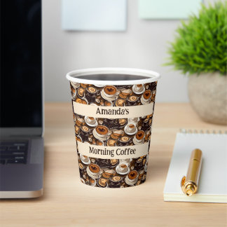 Cappuccino Kaffee Öl Paint Muster Personalisiert Pappbecher