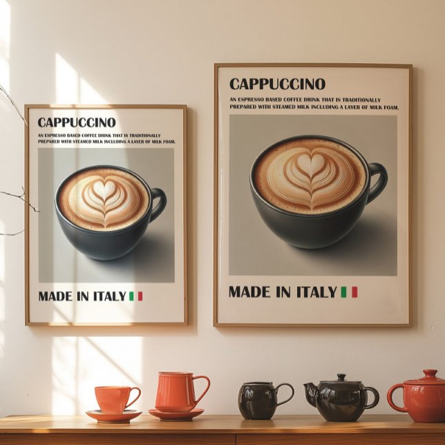 Cappuccino Kaffeepapiere, italienische Latte Art W Poster (Cappuccino)