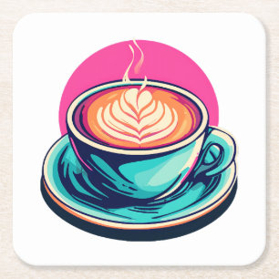 Cappuccino-Kaffeetasse Rechteckiger Pappuntersetzer