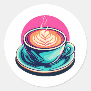 Cappuccino-Kaffeetasse Runder Aufkleber