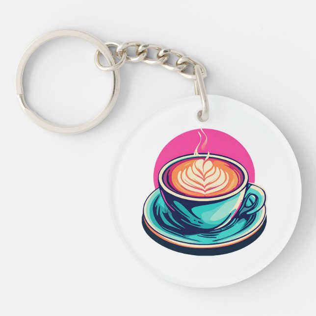 Cappuccino-Kaffeetasse Schlüsselanhänger (Vorderseite)