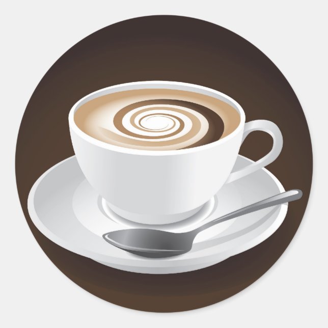 Cappuccino mit Swirl Runder Aufkleber (Vorderseite)