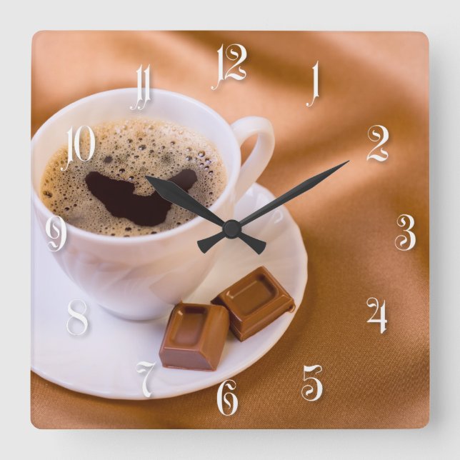 Cappuccino Quadratische Wanduhr (Vorderseite)
