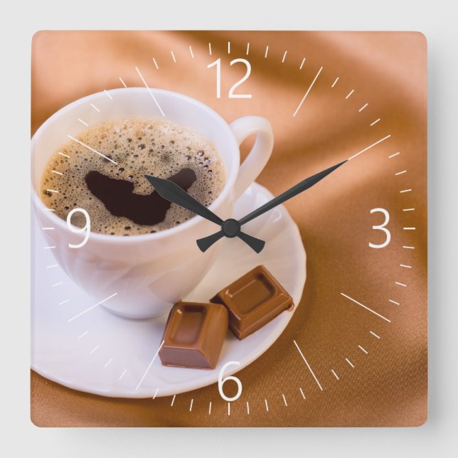 Cappuccino Quadratische Wanduhr (Vorderseite)