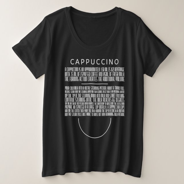 Cappuccino Recipe Große Größe T-Shirt (Design vorne)