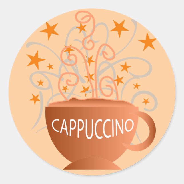 Cappuccino Runder Aufkleber (Vorderseite)