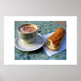 Cappuccino und Baguette Poster