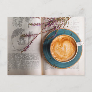 Cappuccino und Blume Postkarte