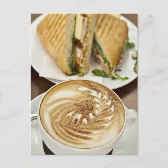 Cappuccino und Panini Mittagessen Postkarte (Vorderseite)