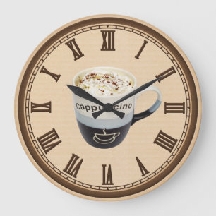 Cappucino Kaffeestube-Spaß-Wanduhr Große Wanduhr