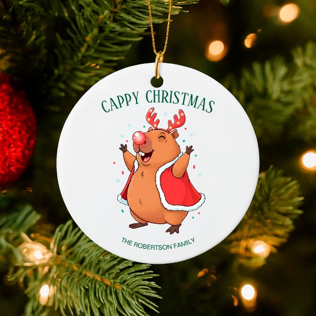 Cappy Christmas Funny Capybara Feriendekor Keramik Ornament (Von Creator hochgeladen)
