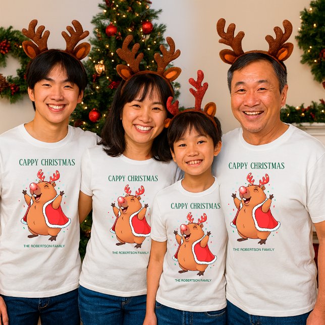 Cappy Christmas Funny Capybara Rentiere Kopfband Tri-Blend Shirt (Von Creator hochgeladen)