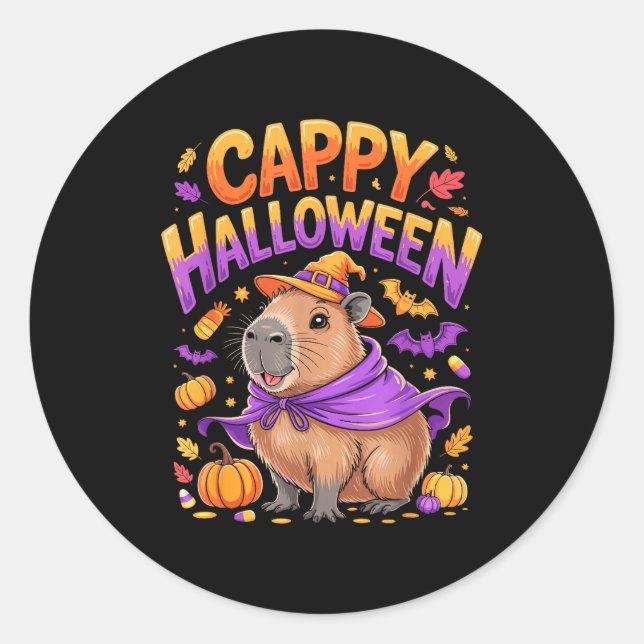 Cappy Halloween Capybara Hexe  Runder Aufkleber (Vorderseite)