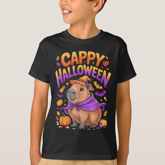 Cappy Halloween Capybara Hexe  T-Shirt (Vorderseite)
