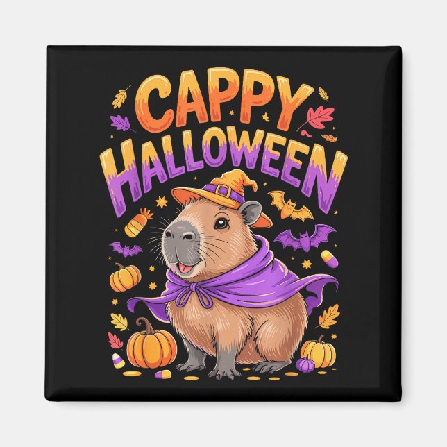 Cappy Halloween Capybara Witch  Magnet (Vorne)