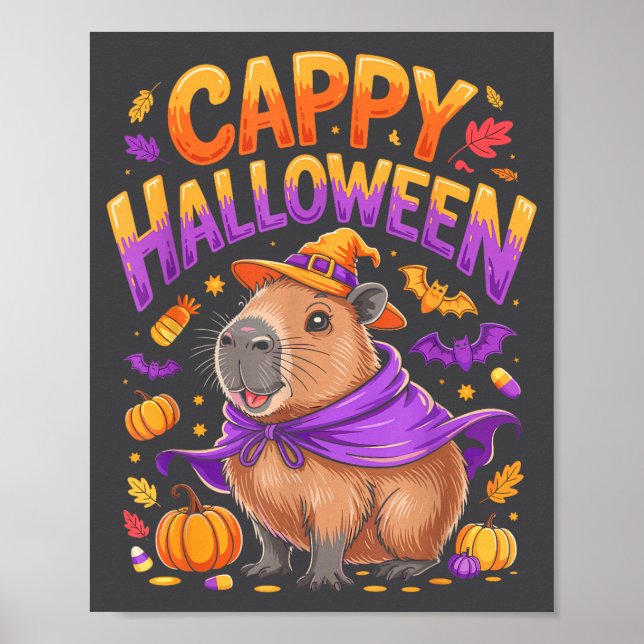 Cappy Halloween Capybara Witch  Poster (Vorne)