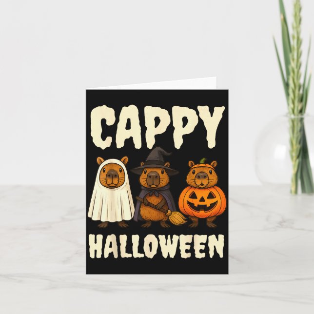 Cappy Halloween Funny Capybara Ghost Witch Pumpkin Karte (Vorderseite)