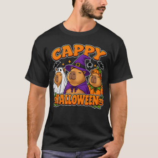 Cappy Halloween Lustige Capybara-Geist Hexe Kürbis T-Shirt
