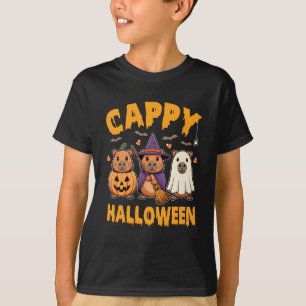 Cappy Halloween Lustige Capybara-Geist Hexe Kürbis T-Shirt