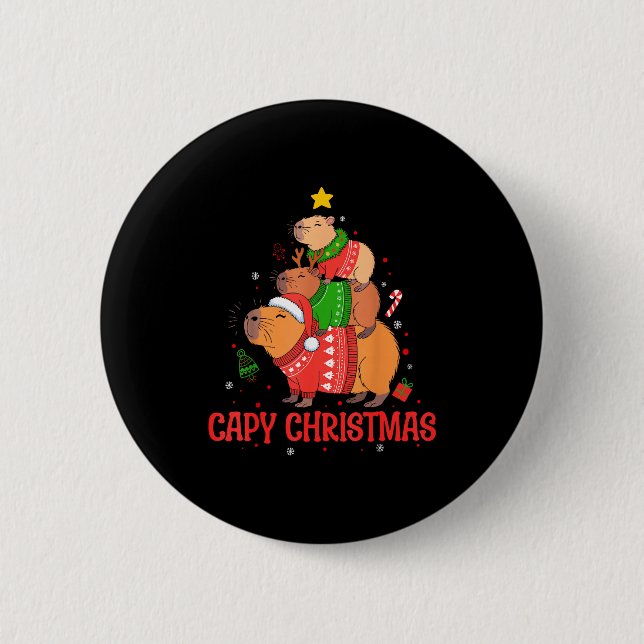 Cappy Holidays Capybara Christmas Cute Capy Xmas T Button (Vorderseite)